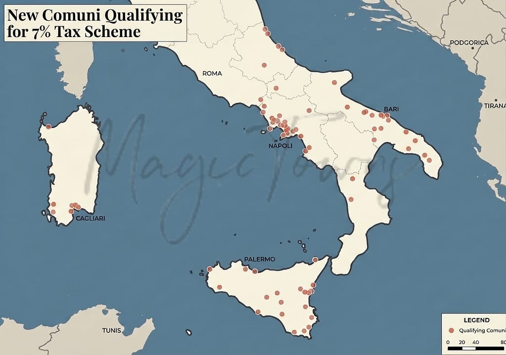 Italy’s 7% Pensioner Tax Regime Expands: 80 New Eligible Towns 10 7% pensioner tax regime, 7% flat tax