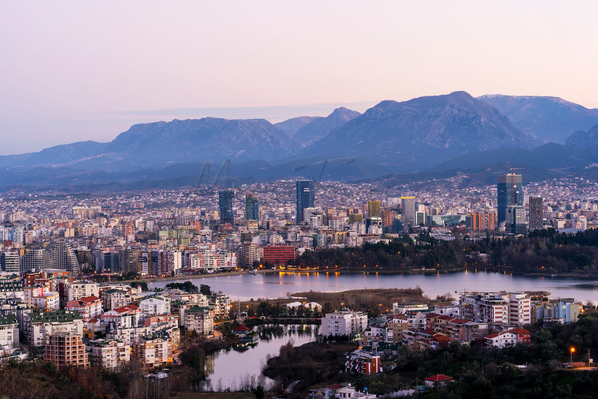 Tirana Albania, photo in the morning as soon as the sun has risen Tirana Albania, photo in the morning as soon as the sun has risen