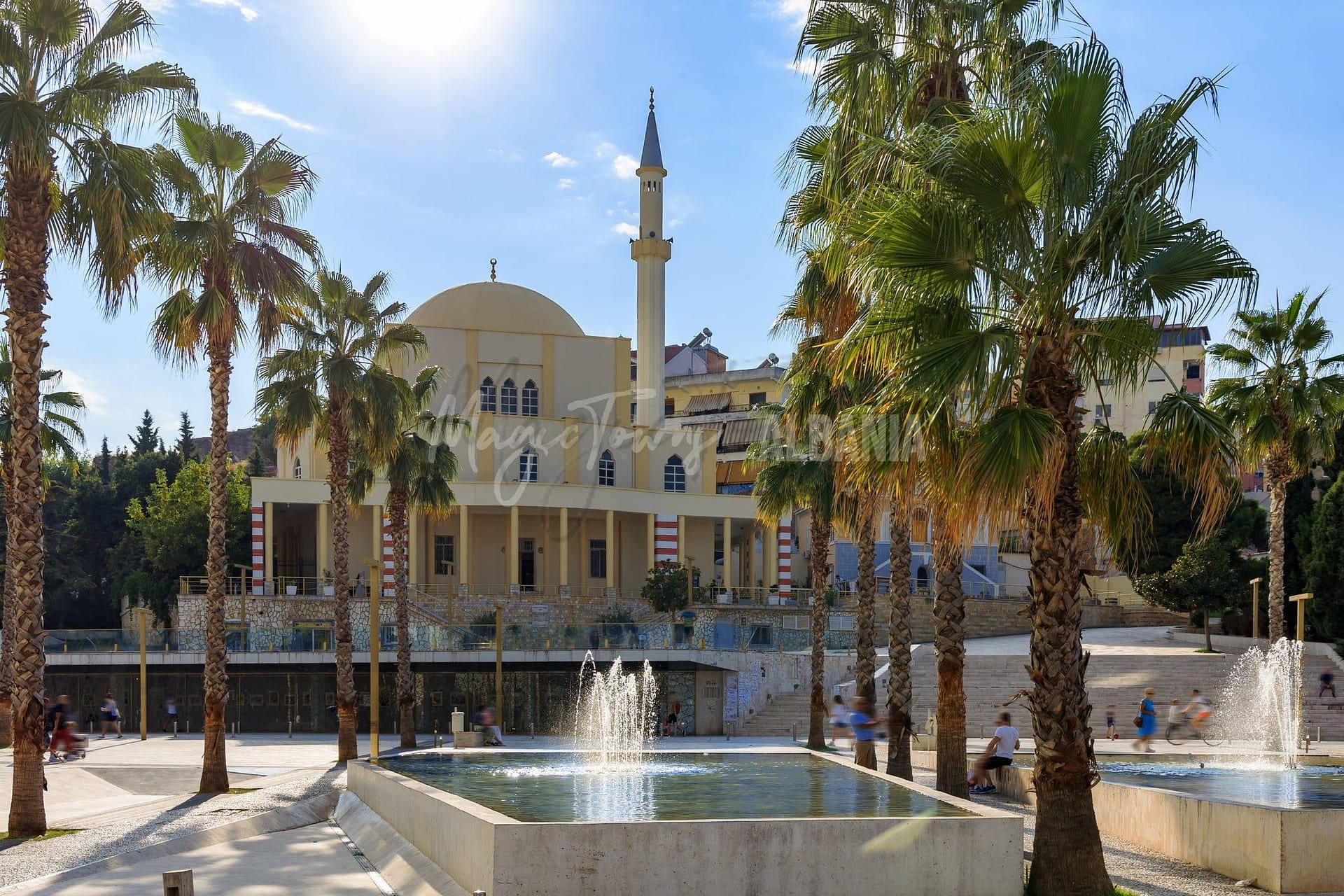 Durres city main square in historic center, sheshi liria, Albania, Fine art