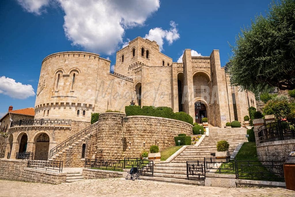 The entrance to Kruja Castle, one of the most popular venues for daily trips from Albania.