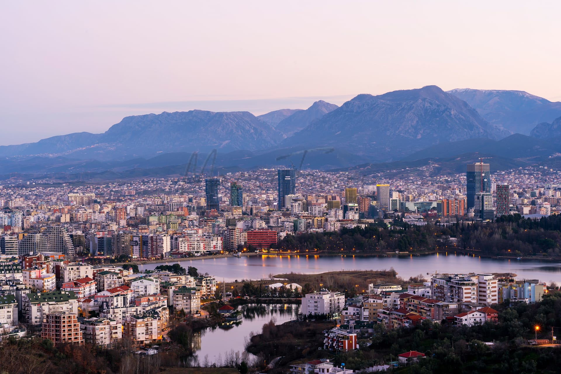 Tirana Albania, photo in the morning as soon as the sun has risen