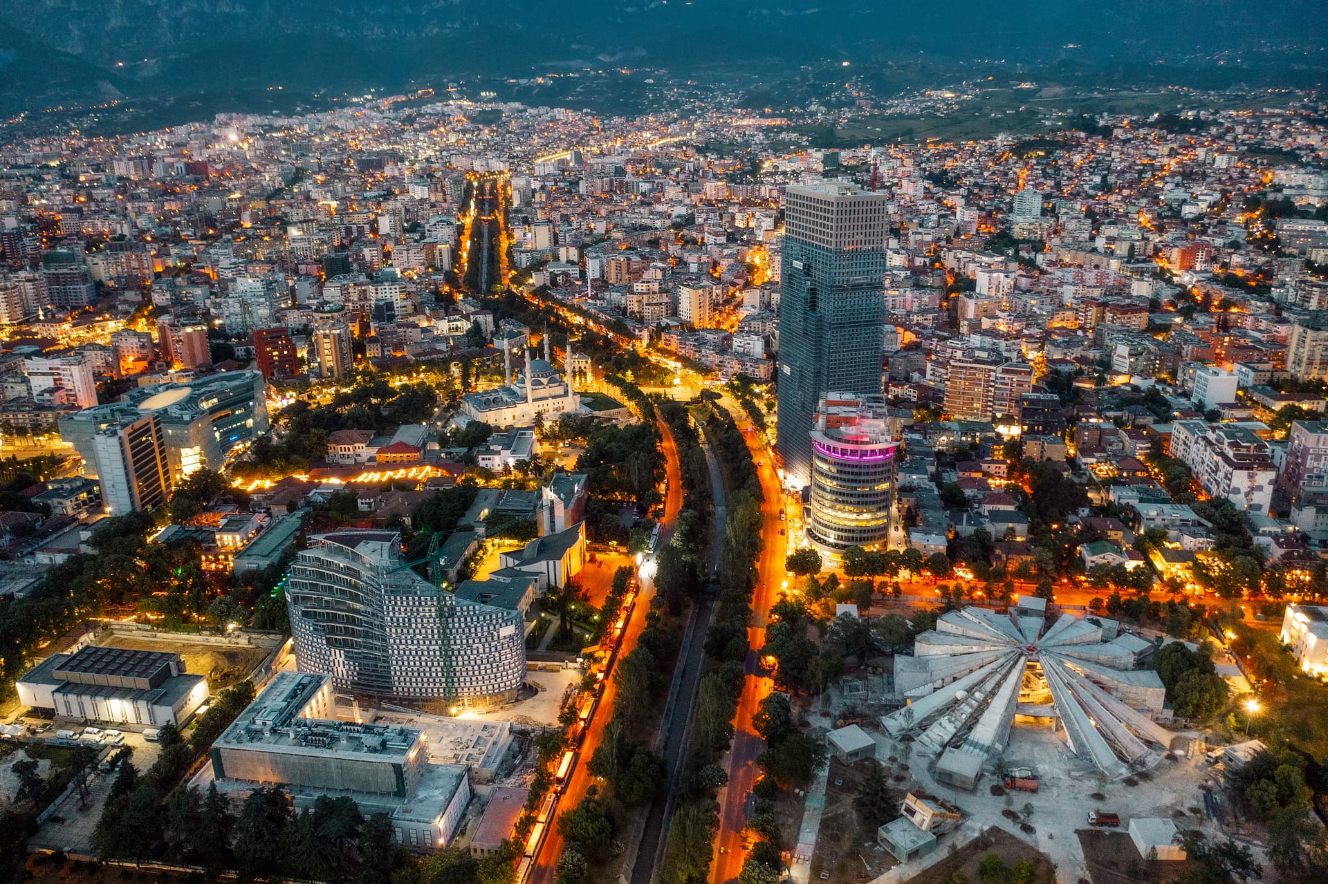 Vista aerea di Tirana